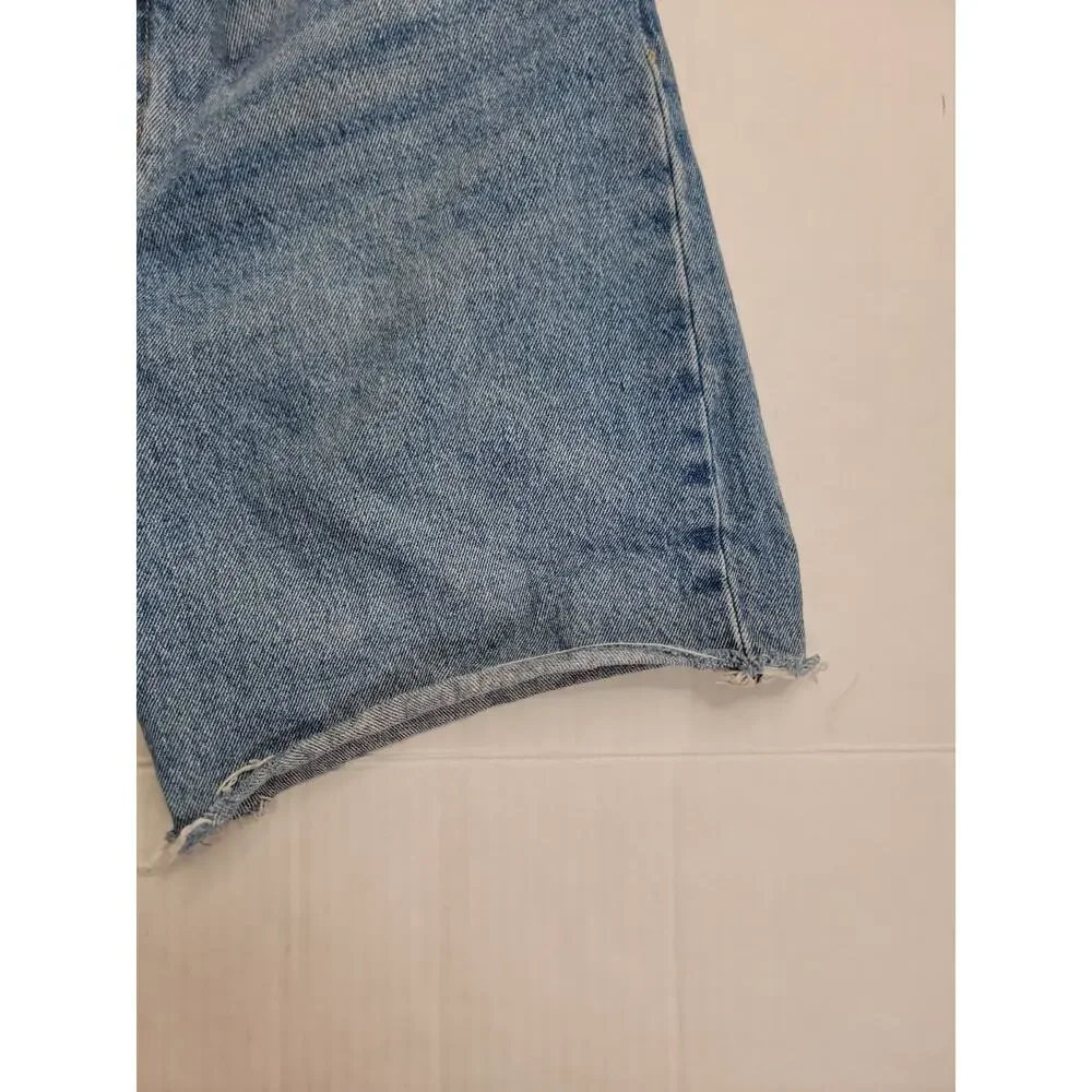 Levis Premium 501 Denim Shorts SZ 28 High Rise Button Fly Big E Jorts Festival